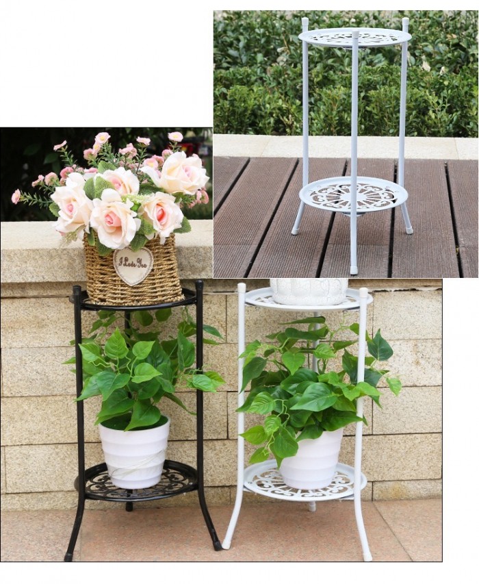 2 Tier Flower Rack Flower Pot Plant Stand 0146