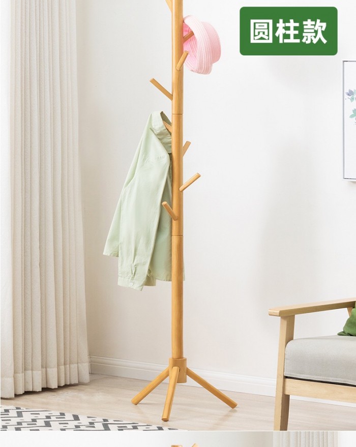 Wooden 8 Hooks Clothes Hanging Pole Bag, Coat, Hat, Towel 0172 Hanging Stand Penyangkut Baju R