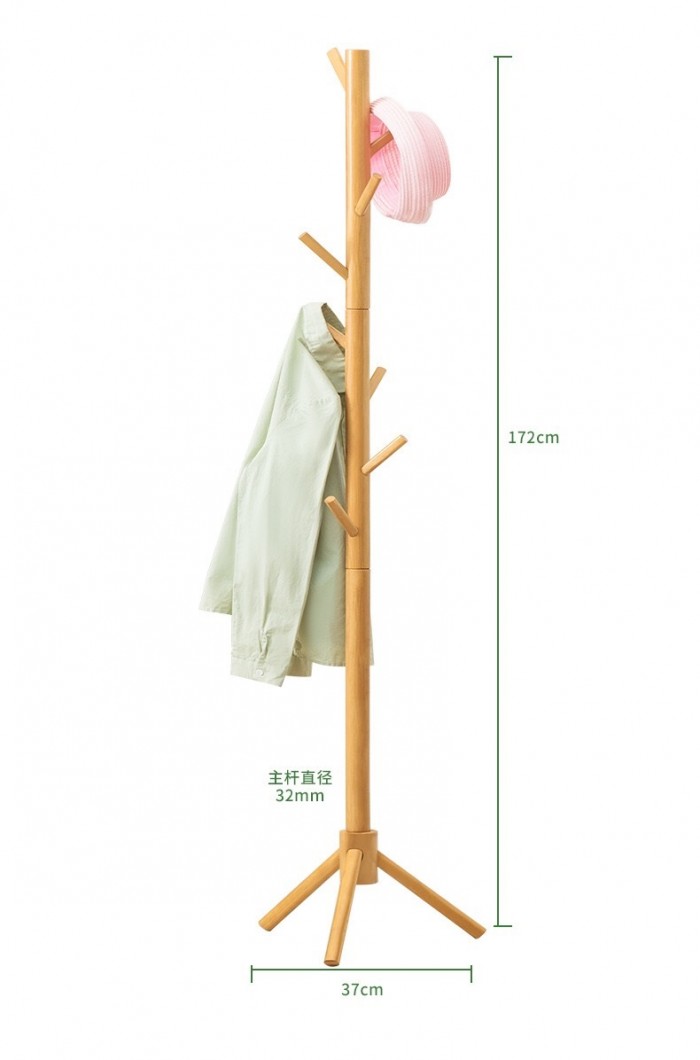 Wooden 8 Hooks Clothes Hanging Pole Bag, Coat, Hat, Towel 0172 Hanging Stand Penyangkut Baju R