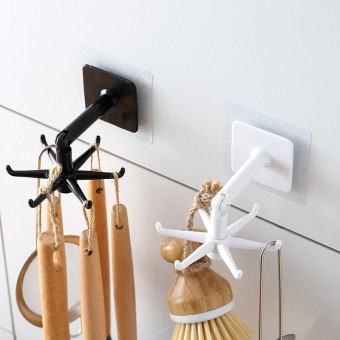 Rotatable Utensils Wall Hook Kitchen Organizer No Drill 1378