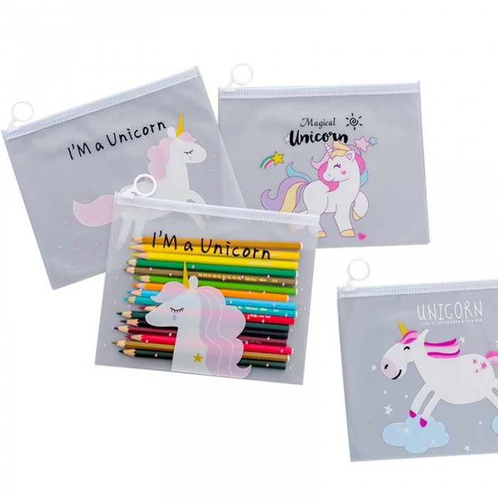 Unicorn Pencil Case Stationery Drawing Pen Travel Makeup Cosmetic Bag Zip Lock Storage Bag 408
