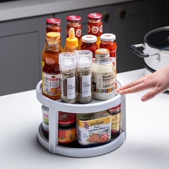 Double Layer 360 Degree Rotating Condiment Spice Rack/Rak Spice Berputar Tingkat 1249