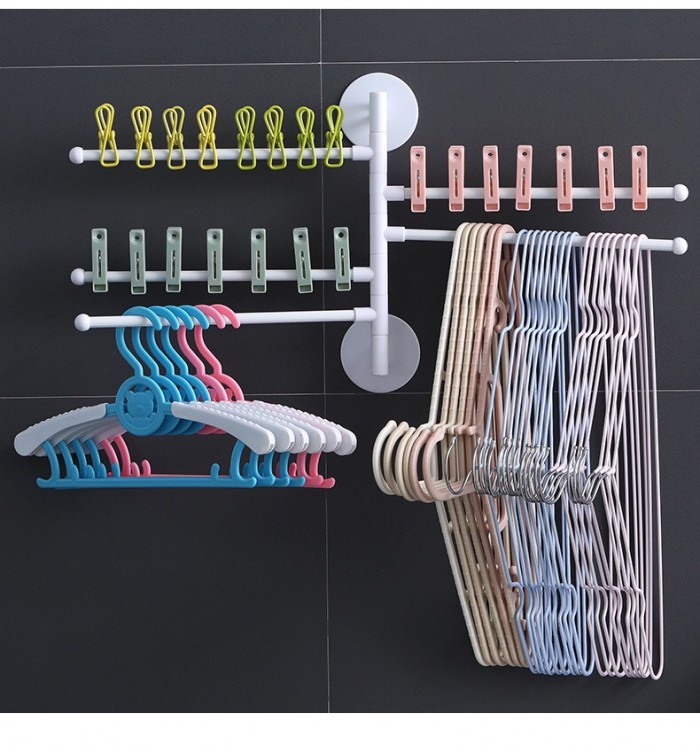 3/6 Pole Bathroom Kitchen Rotate Towel Rack Hanger No Nail Punch Free 1261/1262 Cloth Rack Han