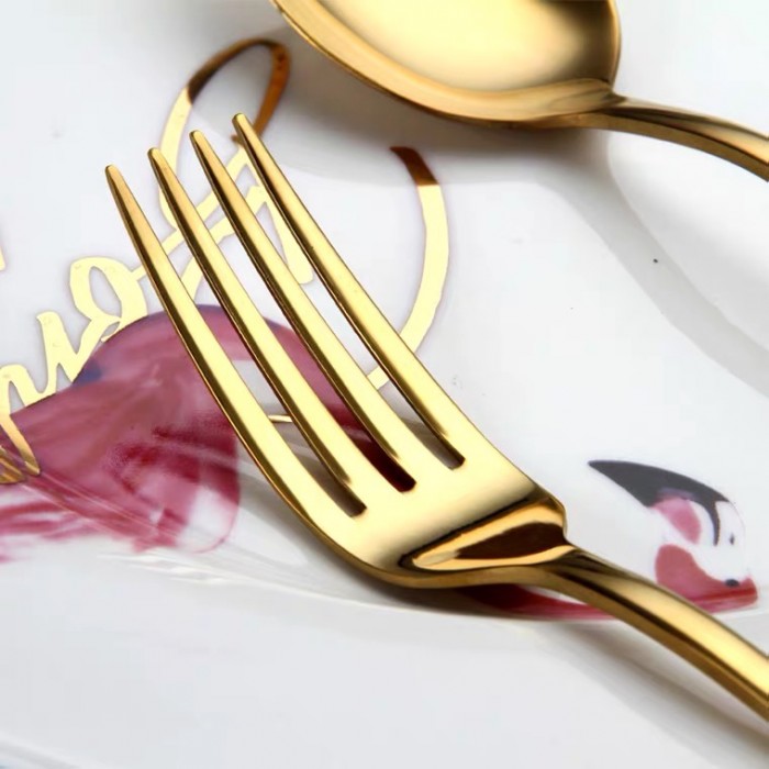24Pcs Cutlery Stainless Steel Gold Wooden Box Set Fork Knife Spoon Tea Spoon 0505 Cutlery Set