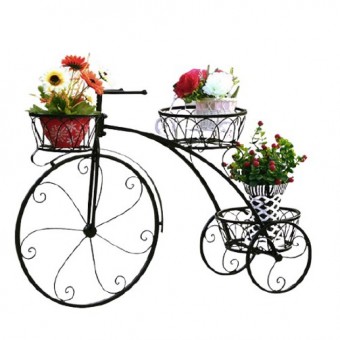 Flower Rack Stand Pot Plant Garden Bicycle Style 0084