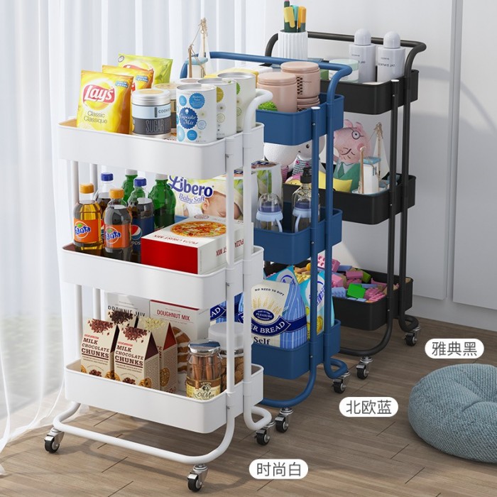 3 Tier Trolley Storage Rack Multi Function Kitchen Office with Wheels 0165