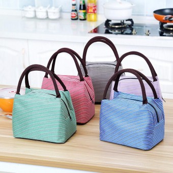 Insulated Waterproof Lunch Bag Stripe 3097 Lunch Box Bag Beg Bekal Makanan Bekal Food Bag Beg