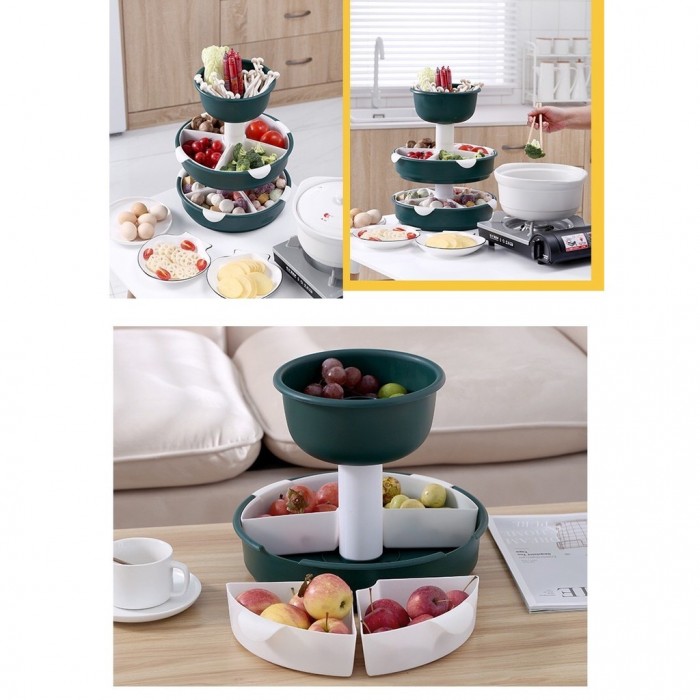 3 Layer Rotatable Steamboat Bowl Drainer Container 0233