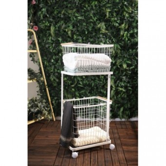 2 Tier Laundry Basket with Wheel 0050