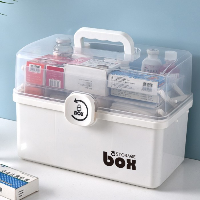 3 Tier First Aid Transparent Plastic Medical Portable Household Multi Purpose Storage Box 0252
