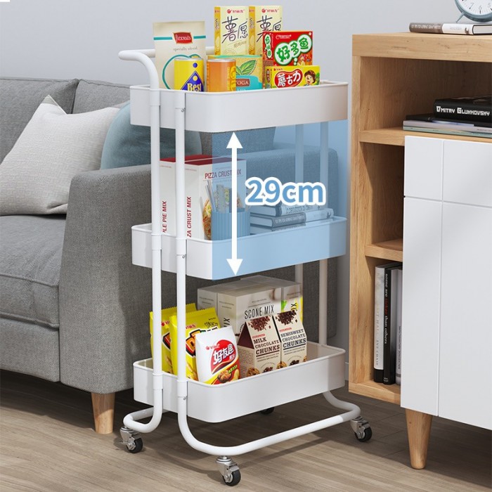 3 Tier Trolley Storage Rack Multi Function Kitchen Office with Wheels 0165