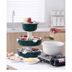 3 Layer Rotatable Steamboat Bowl Drainer Container 0233