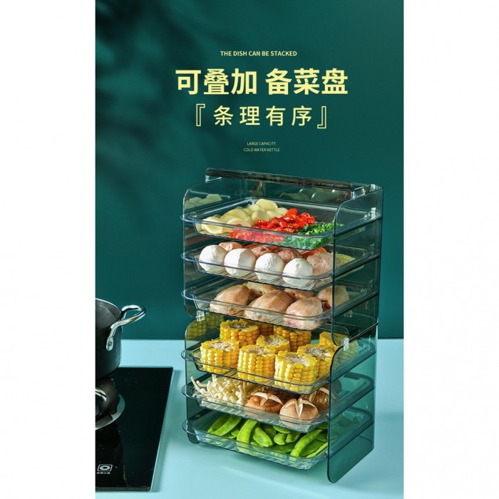 1 Tier 3 Trays Dish Food Steamboat Preparation Tray Storage 0259 Cooking Tray Steamboat Tray S