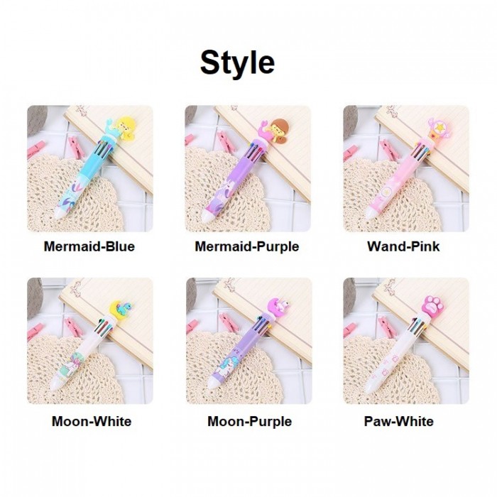 10 Color Cute Carton Kid Children Press Ink Ballpoint Pen Multicolor 4084