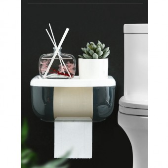 Large Toilet Rolls Tissue Paper Holder Wall Mounted No Drill Bathroom Storage Box Waterproof C