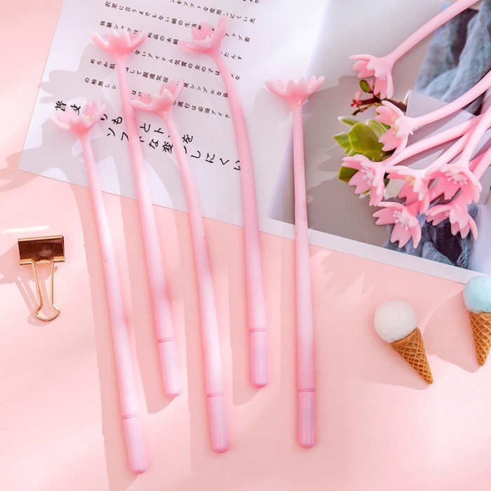 Korean Creative Cherry Blossom Flower Pen Kid Children Student Office 4087