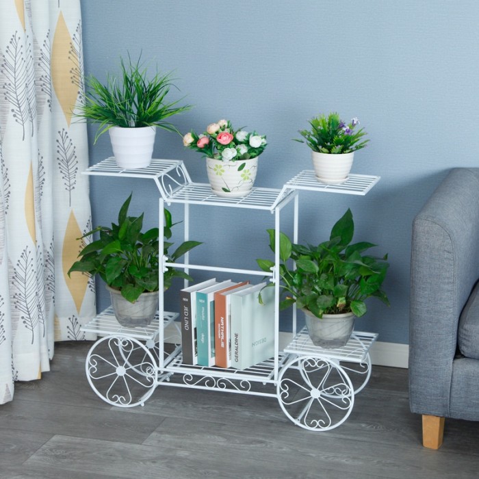 Trolley Style Flower Pot Rack Plant Stand 0186