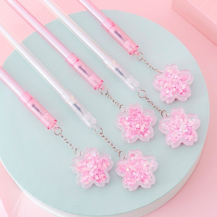 Creative Quicksand Sequin Cherry Pendant Flower Pen Kid Children Student Office 4086