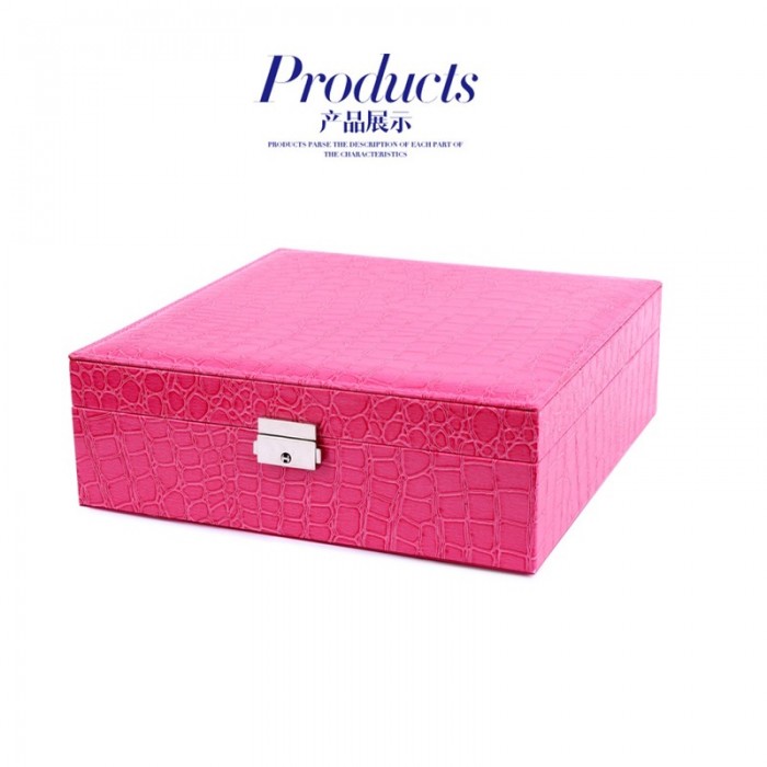 2 Layer PU Crocodile PU Leather Jewelry and Watch Box  1313-JEW