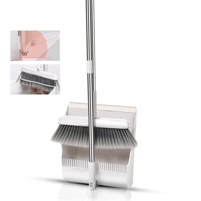 2 IN 1 Standing Broom Dustpan Set Foldable Easy Hair Remove 1211