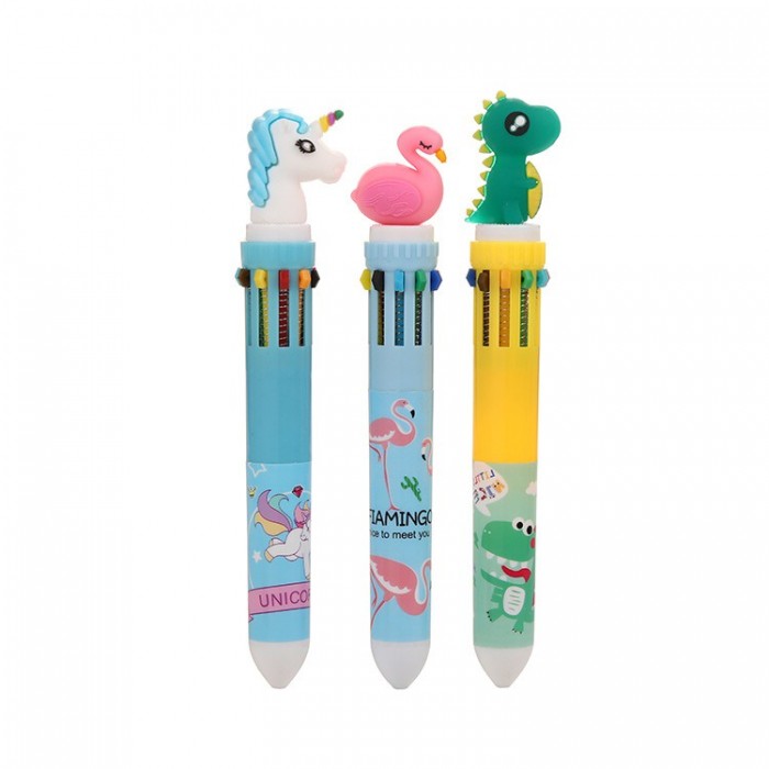 10 Color Unicorn Dinosaur Cute Carton Kid Children Press Ink Ballpoint Pen Multicolor 4083