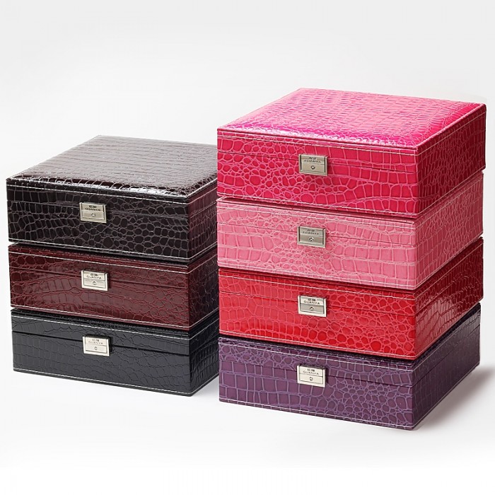 2 Layer PU Crocodile PU Leather Jewelry and Watch Box  1313-JEW