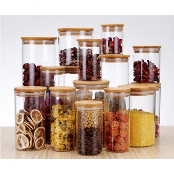 Air Tight Glass Canister Jar with Bamboo Lid 1105/1108/1109/1110