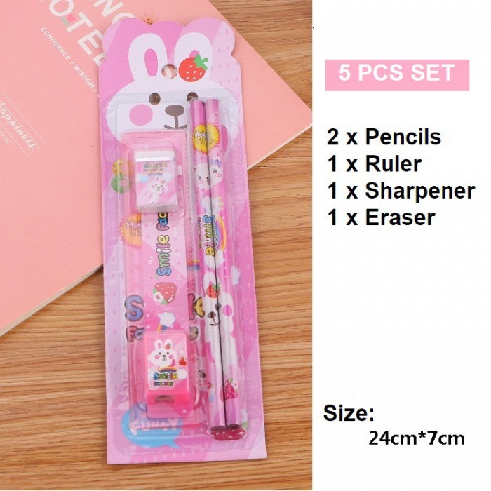 5 IN 1 Stationery Set Kids Kindergarden Children Student Free Gift Prize 4053 Set Alat Tulis K