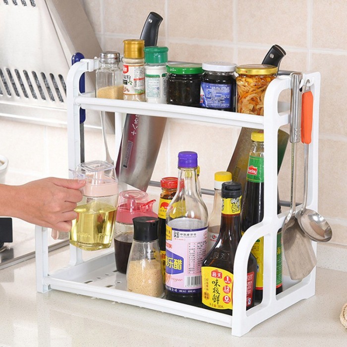 2 Tier Kitchen Organizer Spice Storage Rack 0037