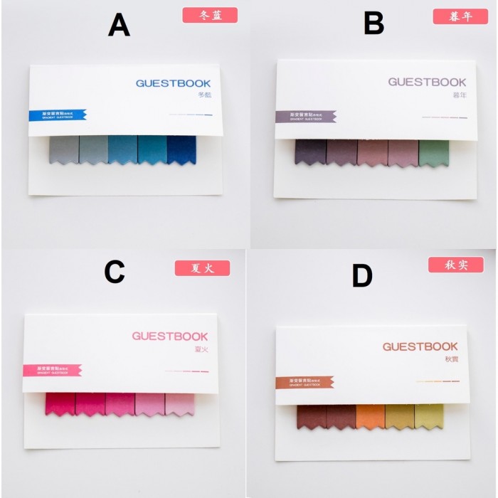 Gradiant Color Sticky Note Pad Index Guest Book Office School Student Business 4078
