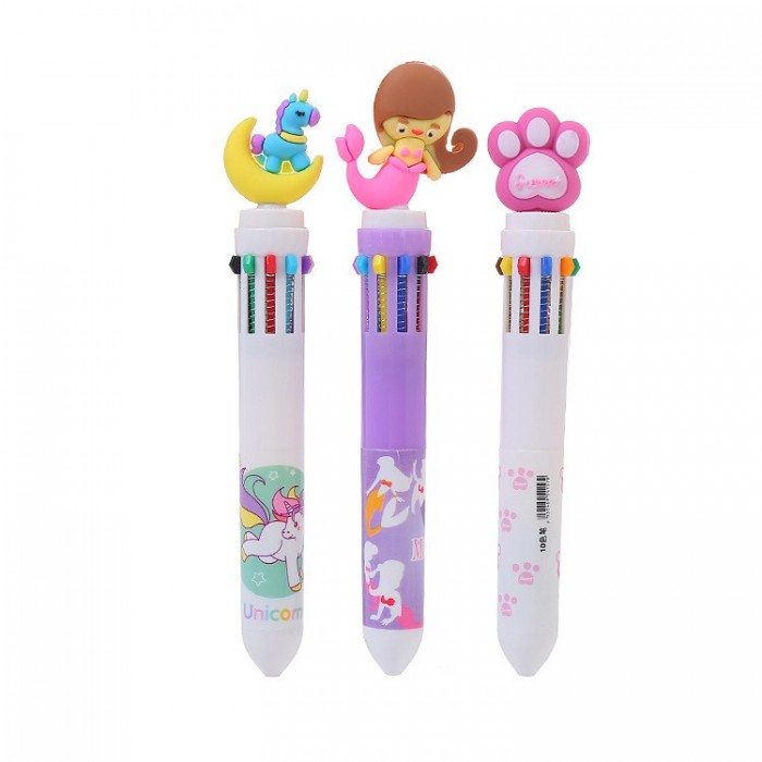 10 Color Cute Carton Kid Children Press Ink Ballpoint Pen Multicolor 4084