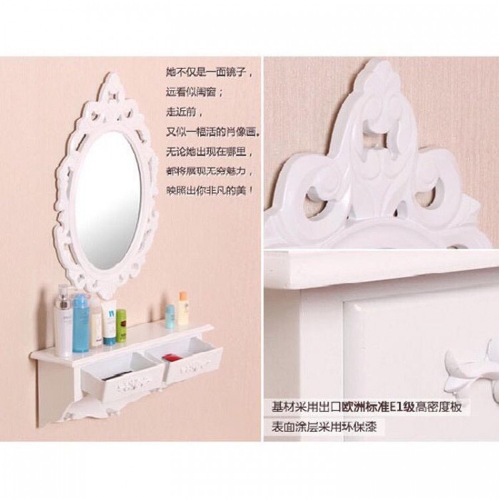 Wall Mounted Dressing Table with Mirror and Double Drawer 0120