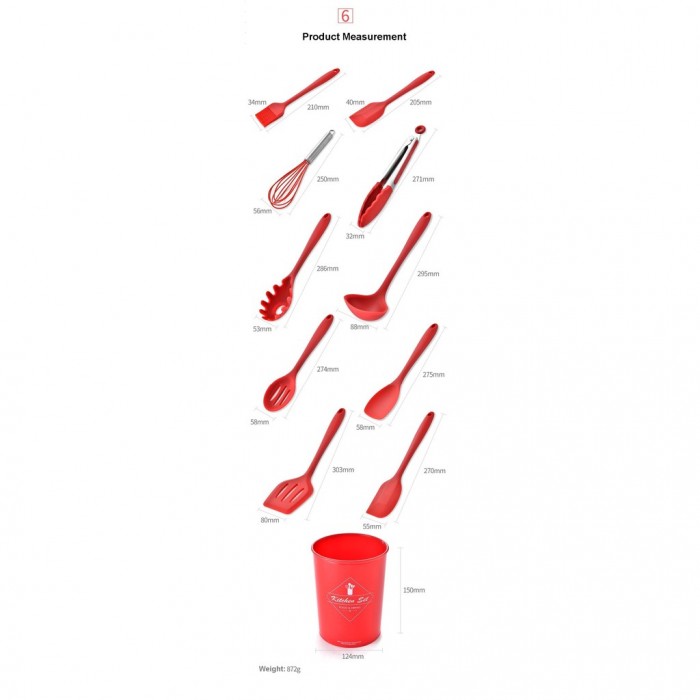 11PCS Kitchen Set Silicone Utensils Set with Holder 1114