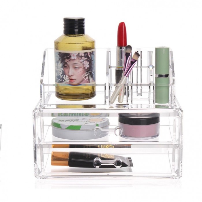 2 Drawers Acrylic Cosmetic Makeup Storage Organizer 1063