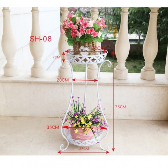 2 Tier Flower Rack Stand Pot Plant Garden Vase Style 0042