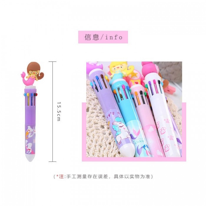 10 Color Cute Carton Kid Children Press Ink Ballpoint Pen Multicolor 4084