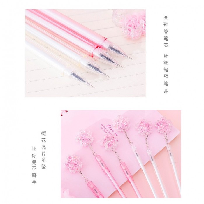 Creative Quicksand Sequin Cherry Pendant Flower Pen Kid Children Student Office 4086
