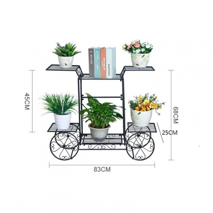 Trolley Style Flower Pot Rack Plant Stand 0186