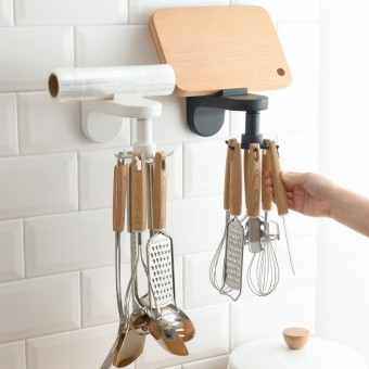 360 Rotatable Utensils Wall Hooks Kitchen Organiser  1209