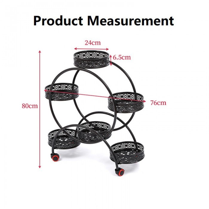 6 Pots Flower Rack With Wheels Plant Pot Garden Decoration Balcony Rak Bunga 0190 Flower Rack