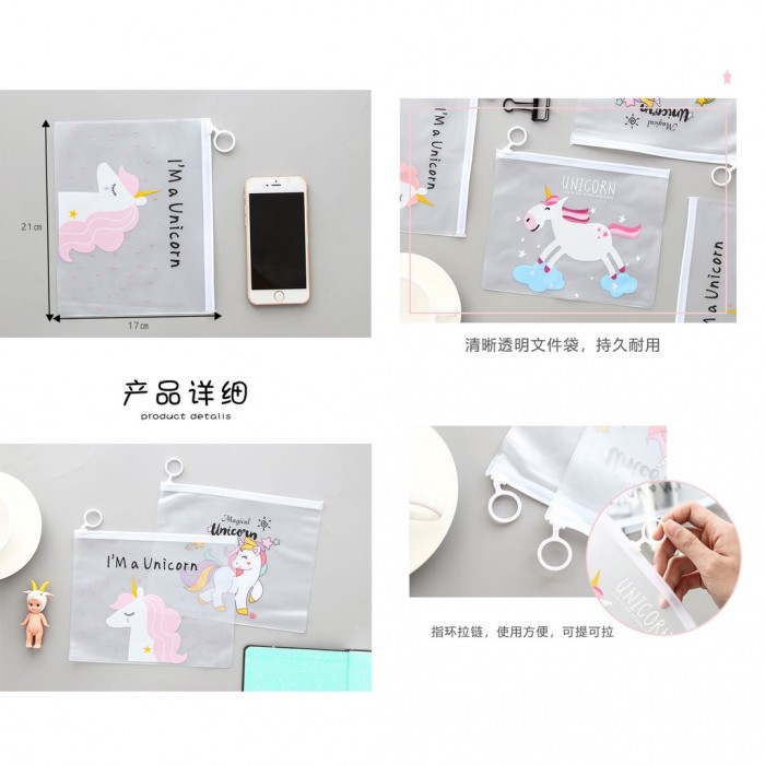 Unicorn Pencil Case Stationery Drawing Pen Travel Makeup Cosmetic Bag Zip Lock Storage Bag 408