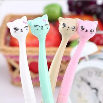 Cute Cat Ball Point Pen School Kid Children Student Pen 4099