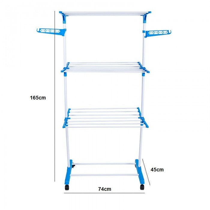 3 Tier Foldable Clothes Drying Rack  (74x45x165) 0178 Cloth Rack Drying Rack Penyidai Baju Rak