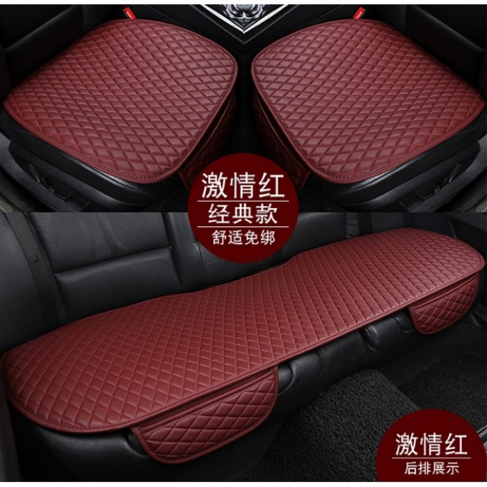 3 Pcs PU Non Slip Car Seat Cushion Cover Protector Full Set 1051 Car Seat Cover Cover Tempat D