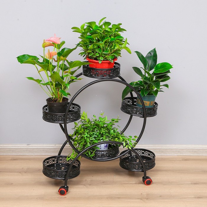 6 Pots Flower Rack With Wheels Plant Pot Garden Decoration Balcony Rak Bunga 0190 Flower Rack