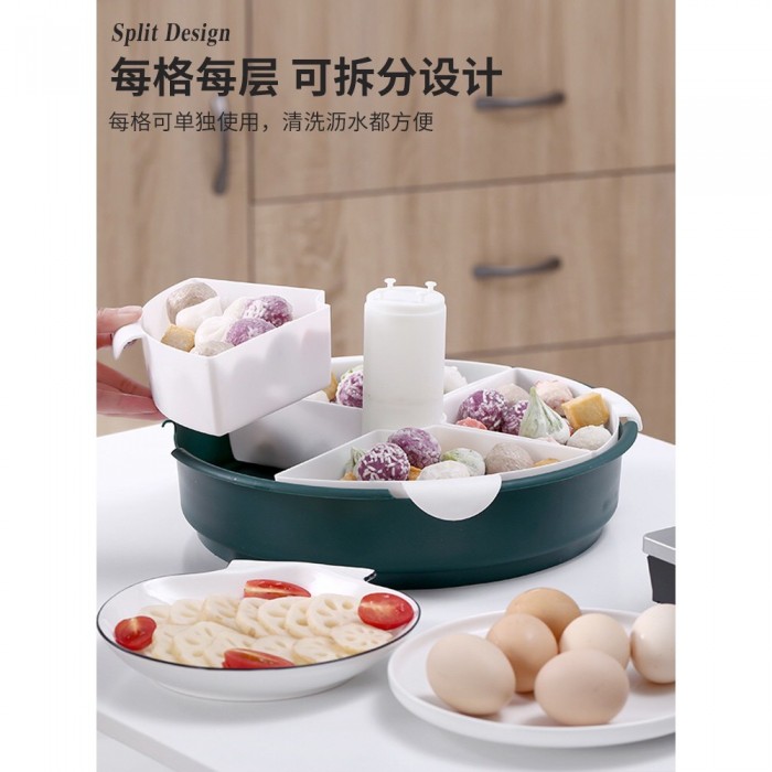 3 Layer Rotatable Steamboat Bowl Drainer Container 0233