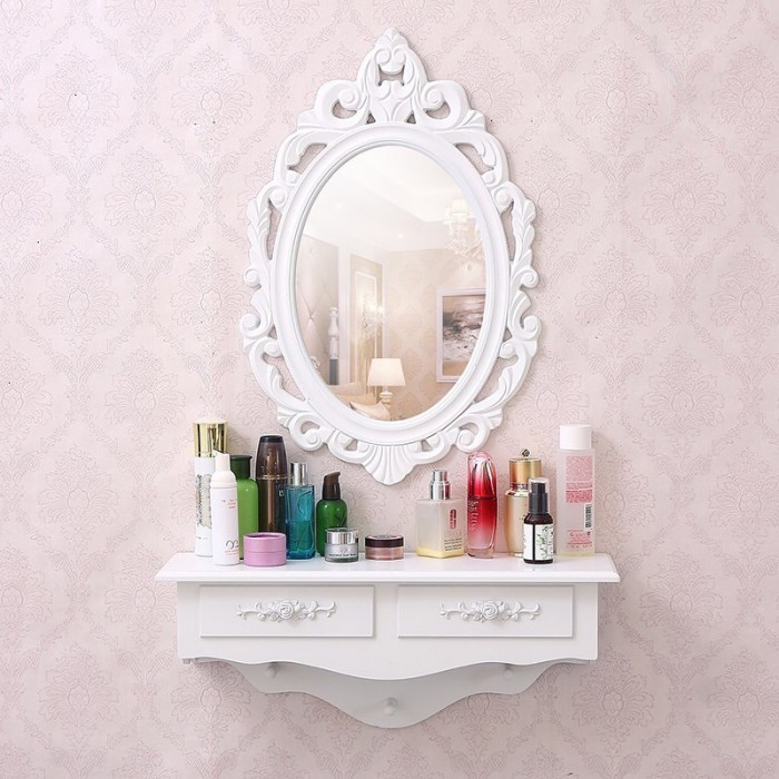 Wall Mounted Dressing Table with Mirror and Double Drawer 0120