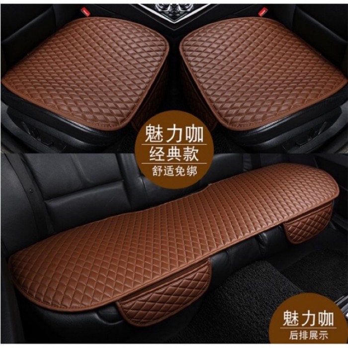 3 Pcs PU Non Slip Car Seat Cushion Cover Protector Full Set 1051 Car Seat Cover Cover Tempat D