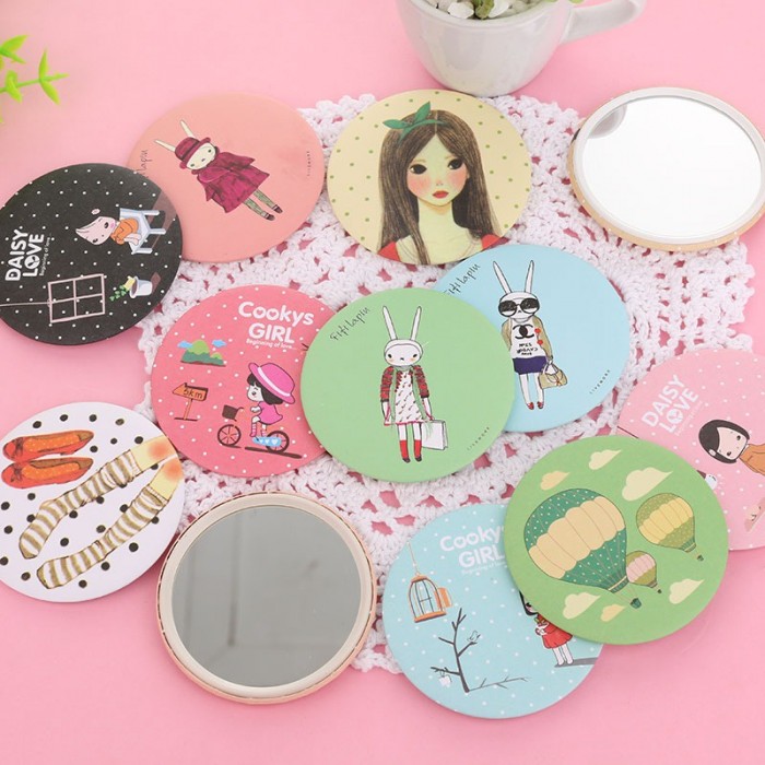 Mini Korean Pocket Mirror Make up Portable Travel Door Gift 1288