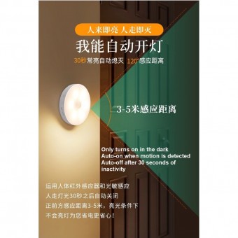 USB Rechargeable Motion Sensor LED Double Light (Round) 1212